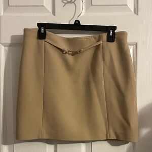H&M Tan Mini Skirt with Chain Accent